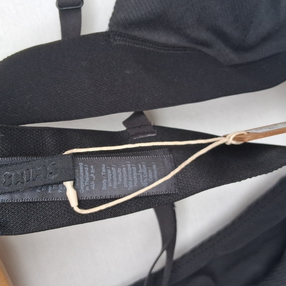 SKIMS Cotton Rib Plunge Bralette Soot Size M - Picture 8 of 11